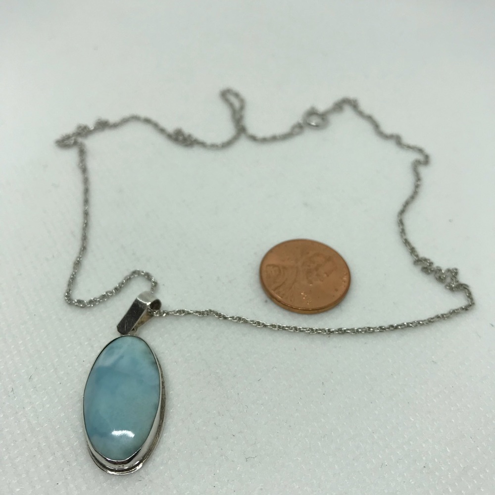 Larimar pendant with sterling silver chain